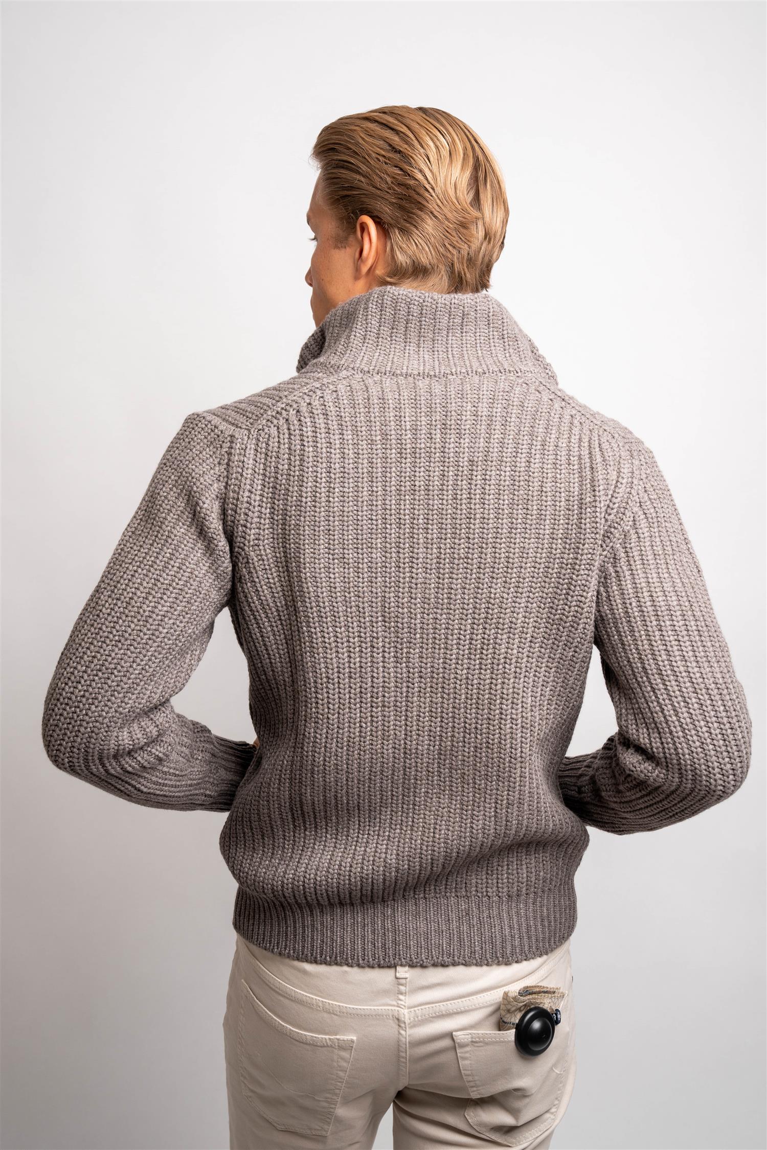 Heavy Knitted Zip - Taupe