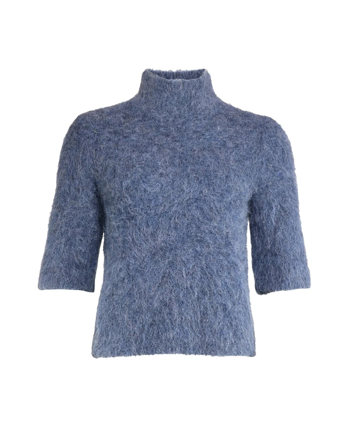 Hairy Knit Turtleneck Blue