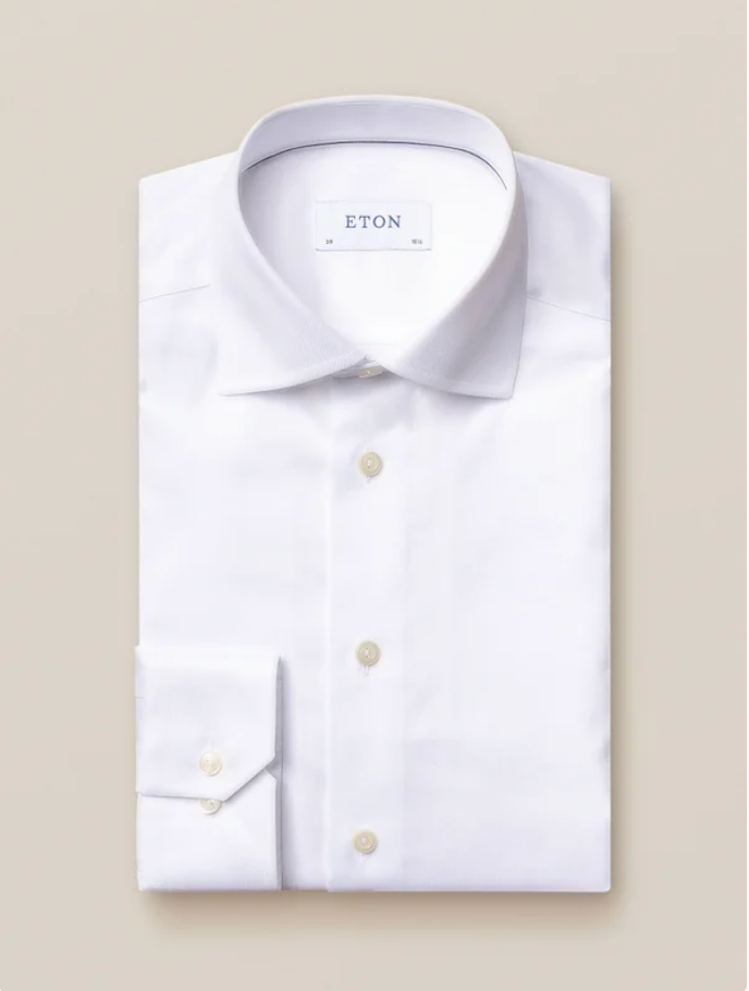 Contemp White Signature Twill Shirt - Cut Away Single Cuff
