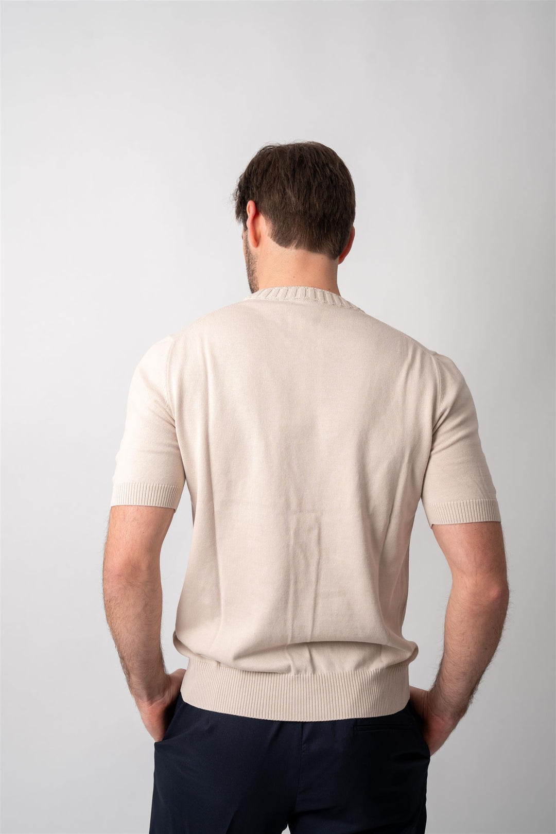 Knitted Cotton T-shirt - Sand