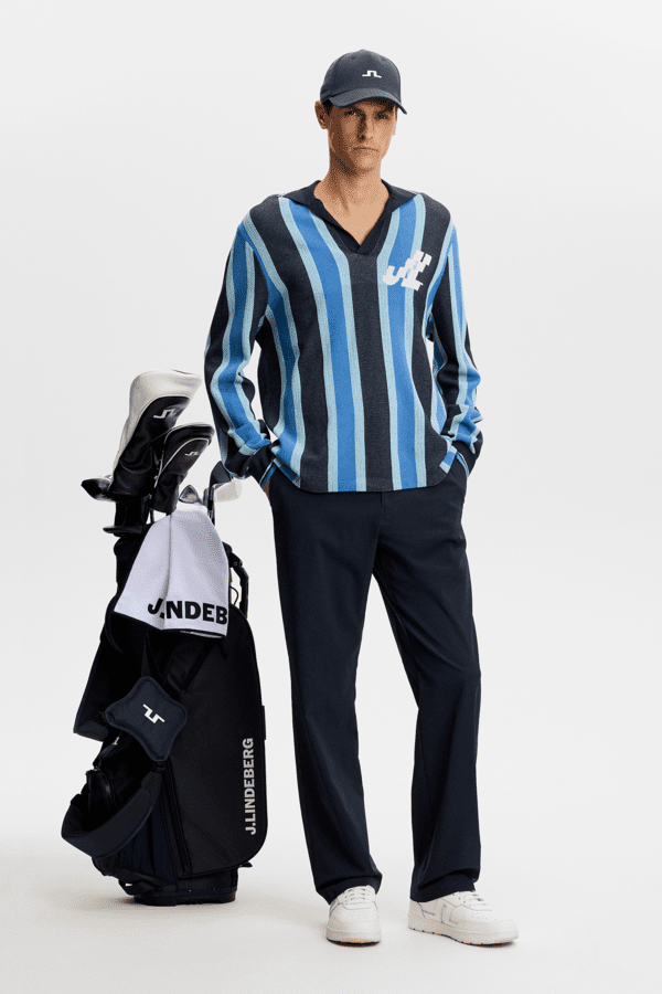 Silas Stripe Polo Knit - Navy