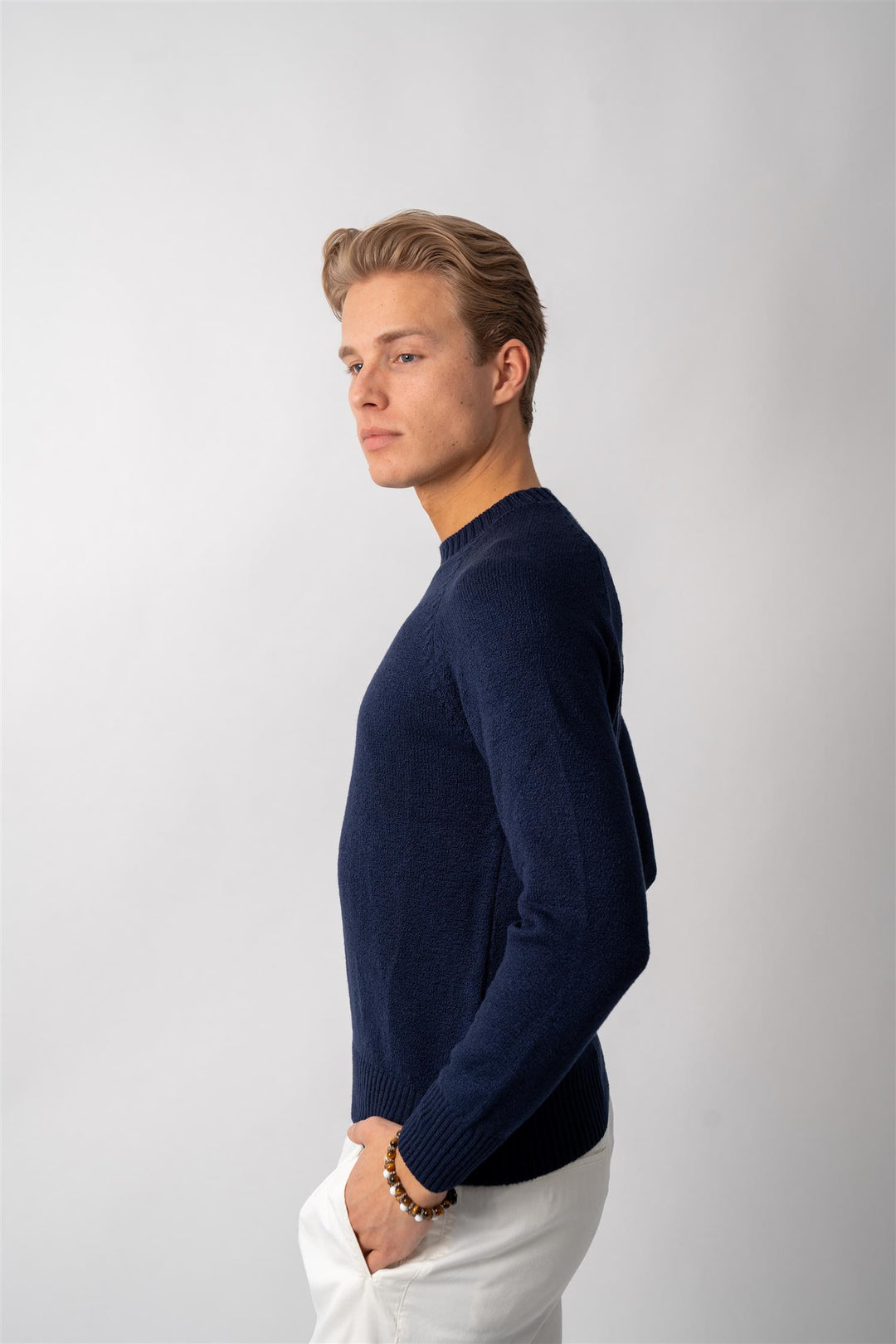 Bouclé Crewneck - Navy