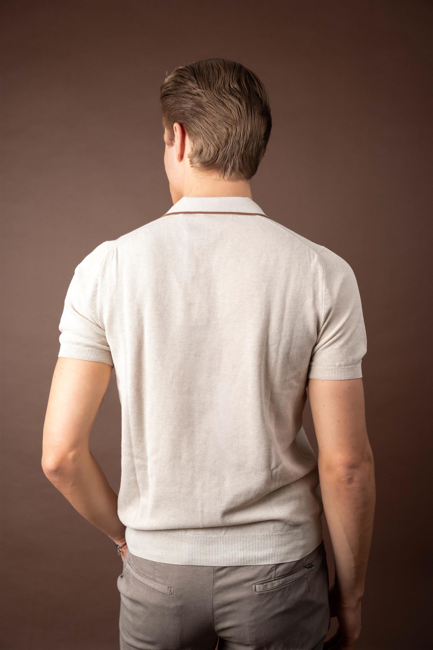 Knitted Pique Shirt - Beige