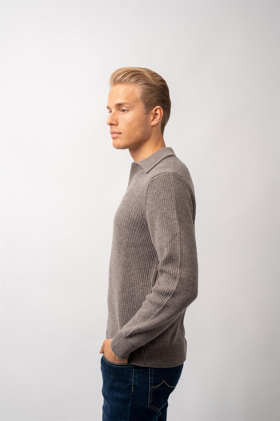 Tennis Polo Long Sleeve Wool - Brown