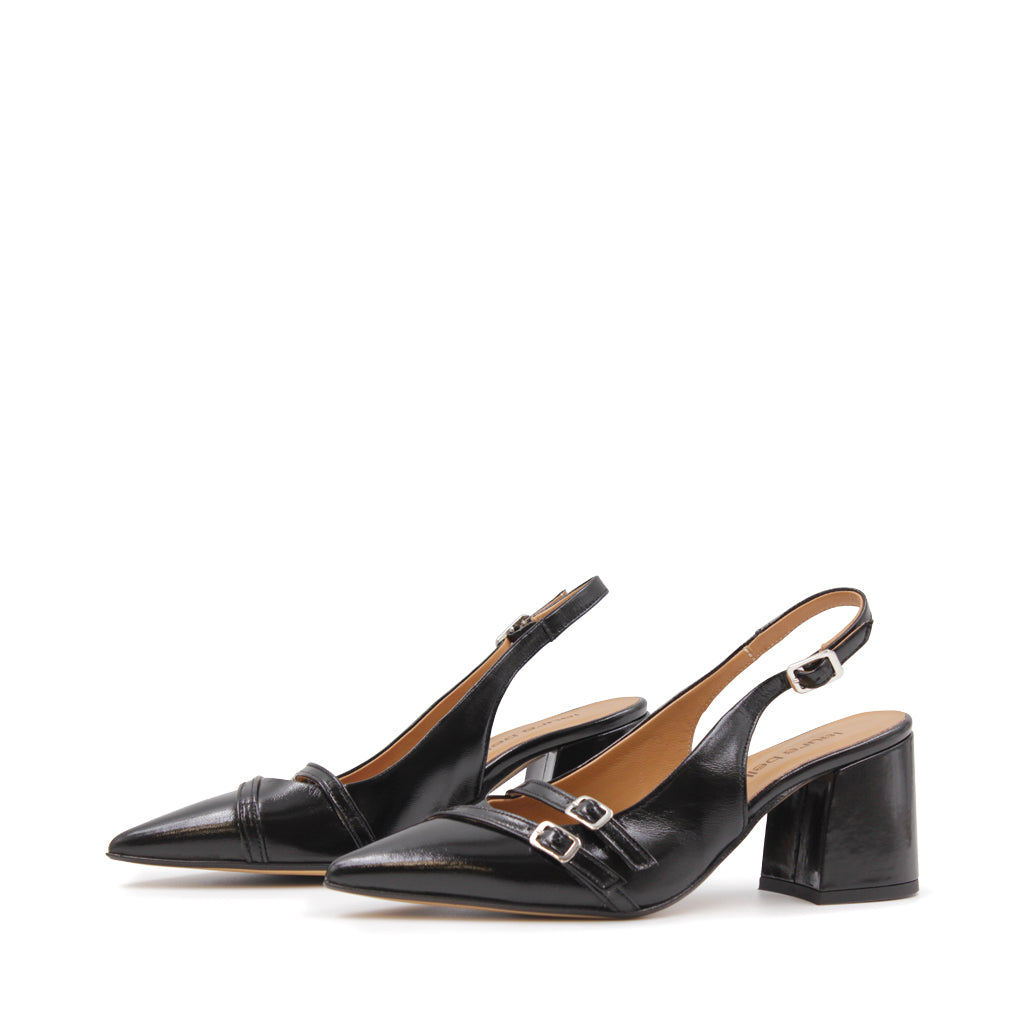 Buckle Slingback Heel Black