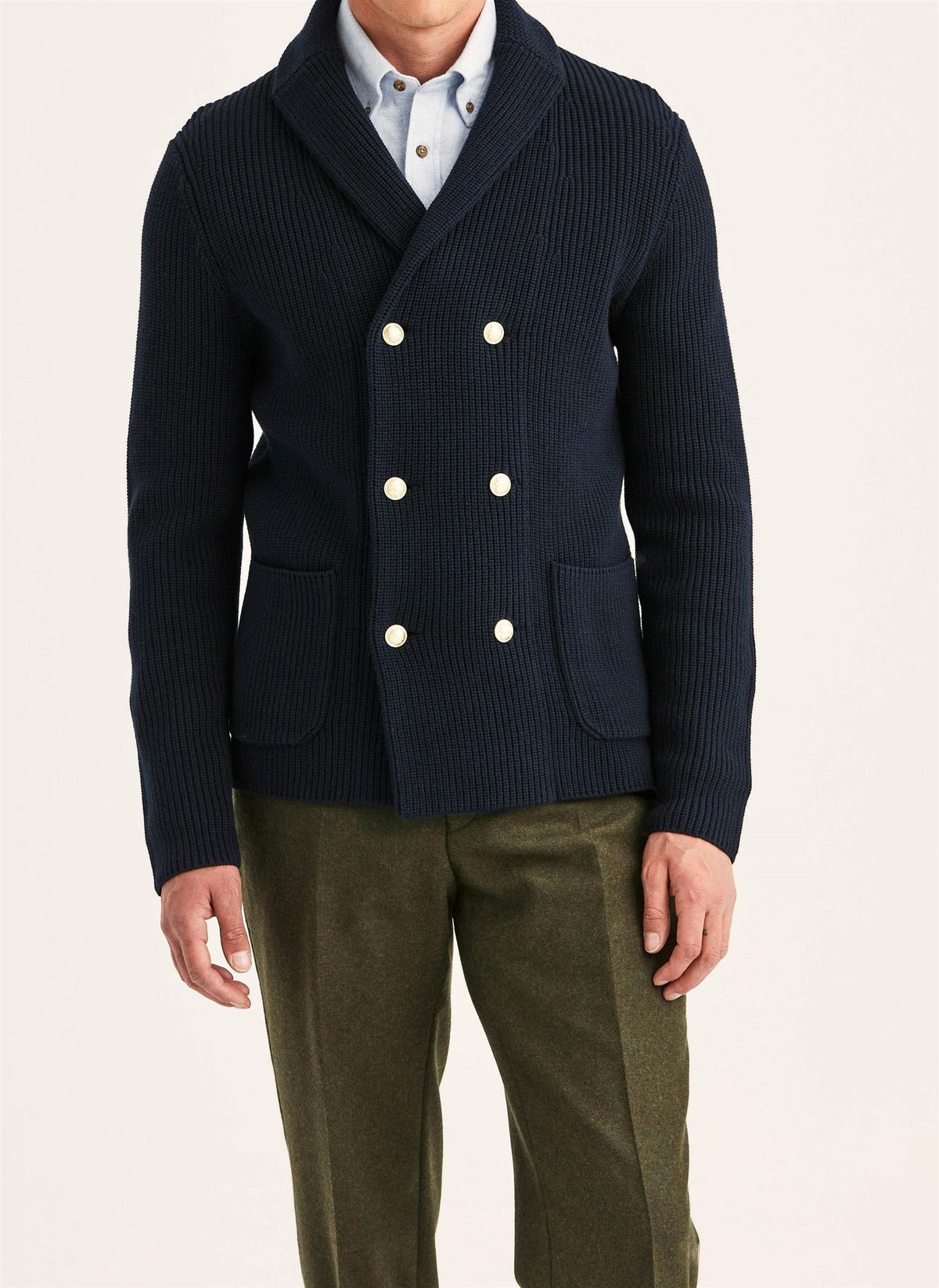 Brayden DB Shawl Cardigan - Navy