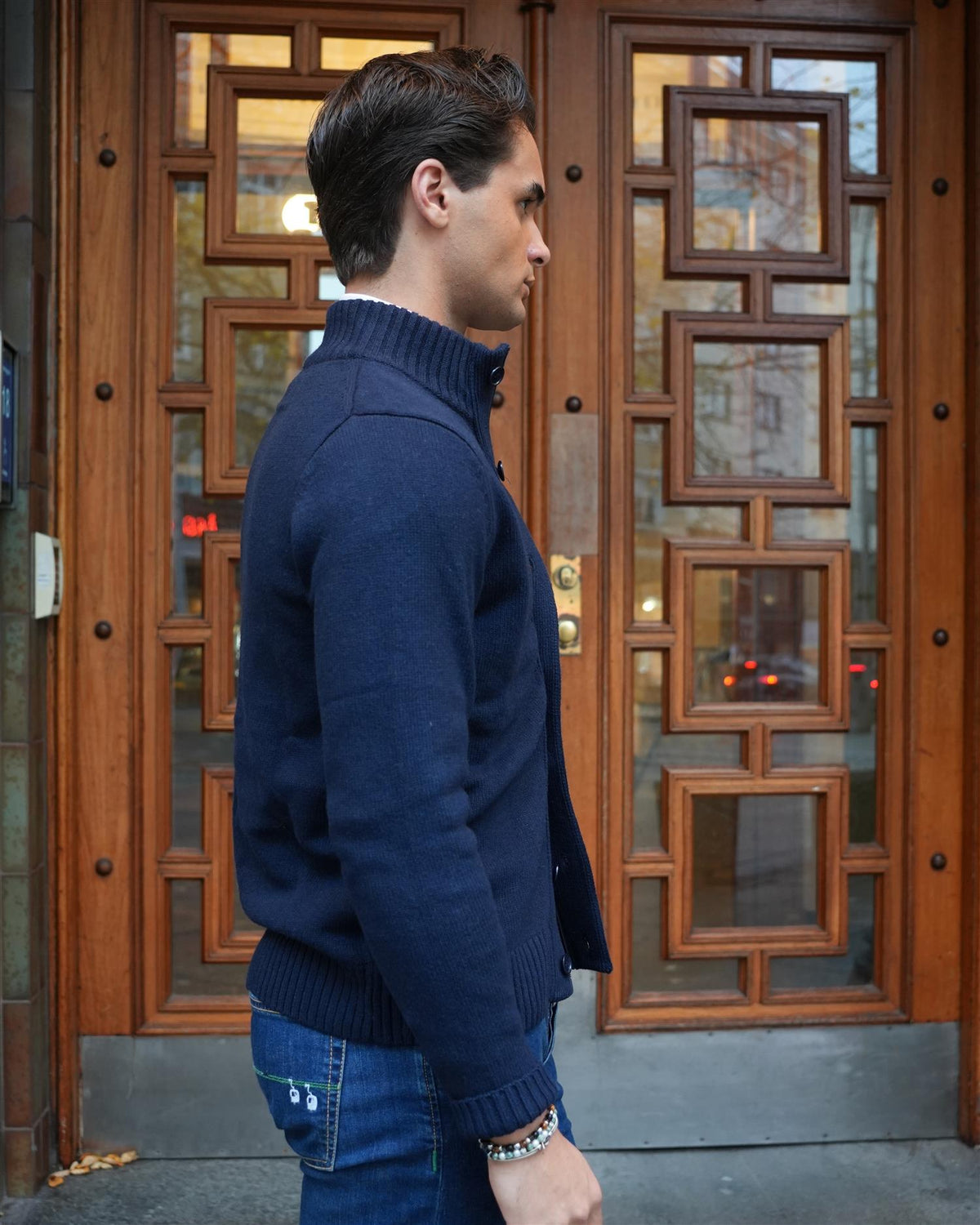 Knitted Cardigan Wool - Navy
