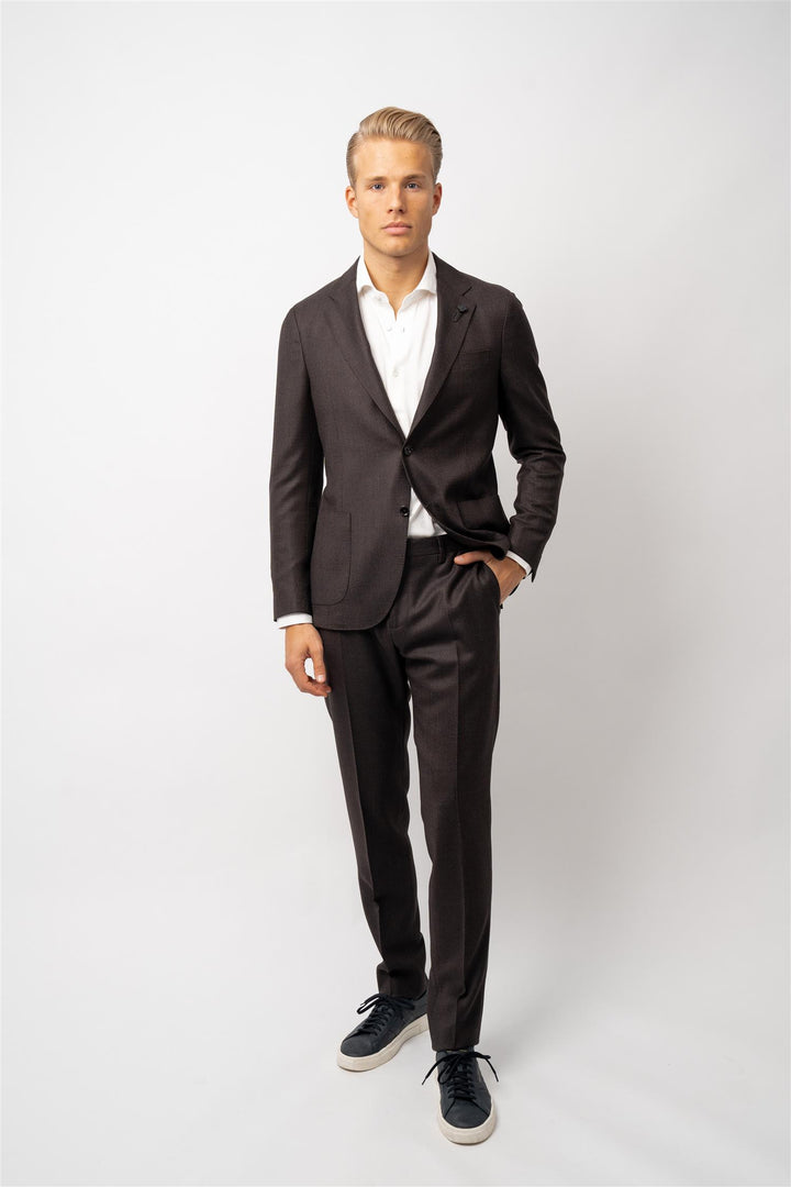 Lardini wool suit dark brown