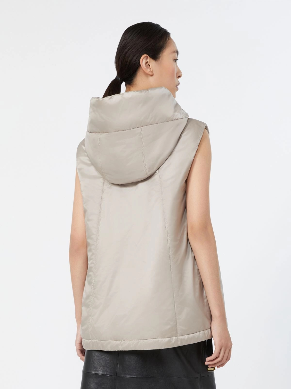 Padded hooded Gilet - Beige