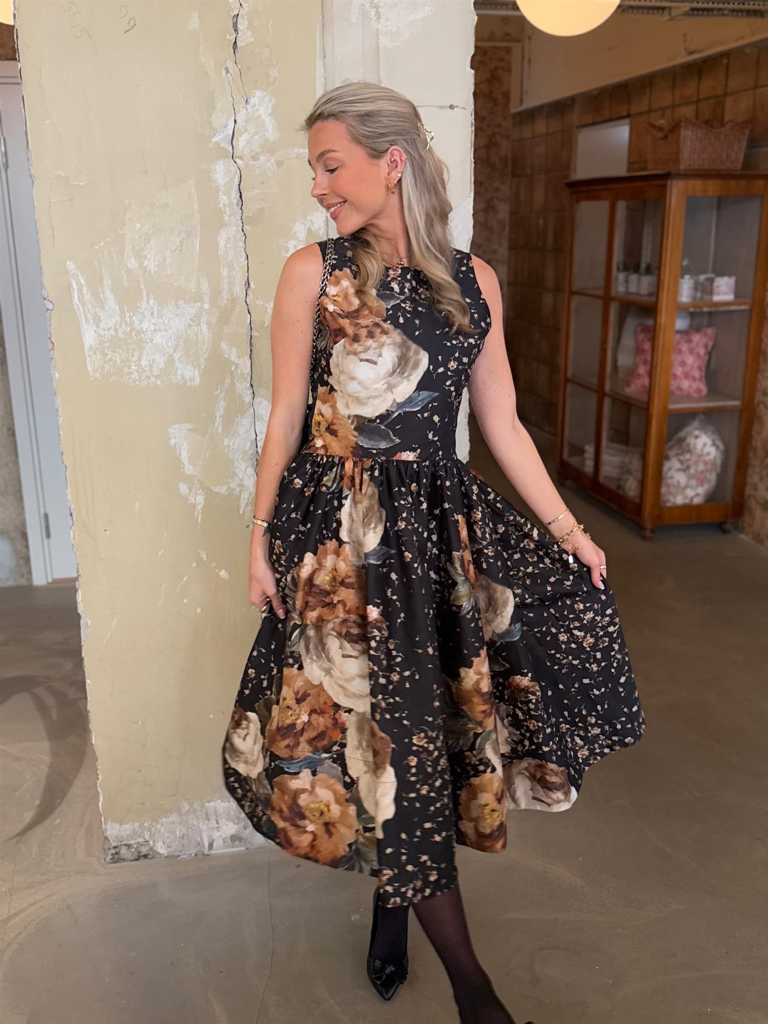 Taffeta Midi Dress Dark Rose