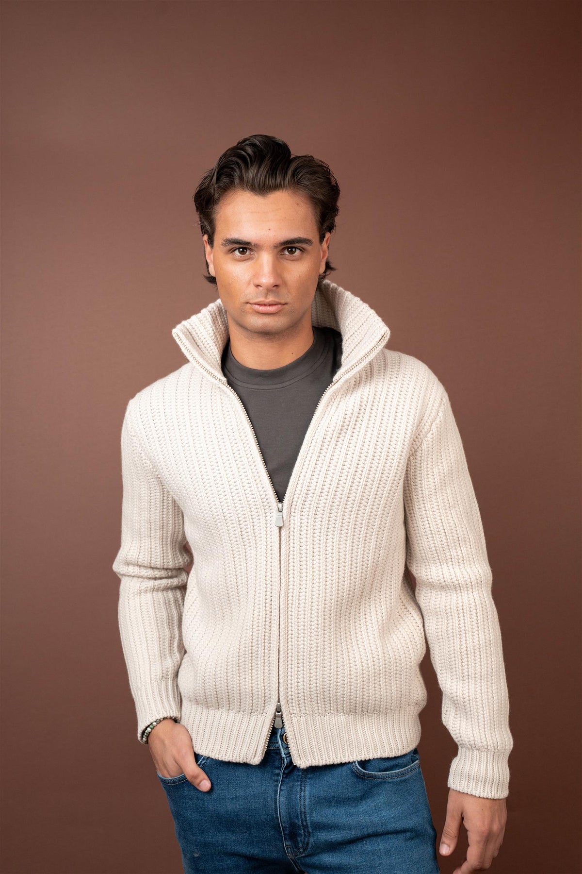 Heavy Full Zip - Panna