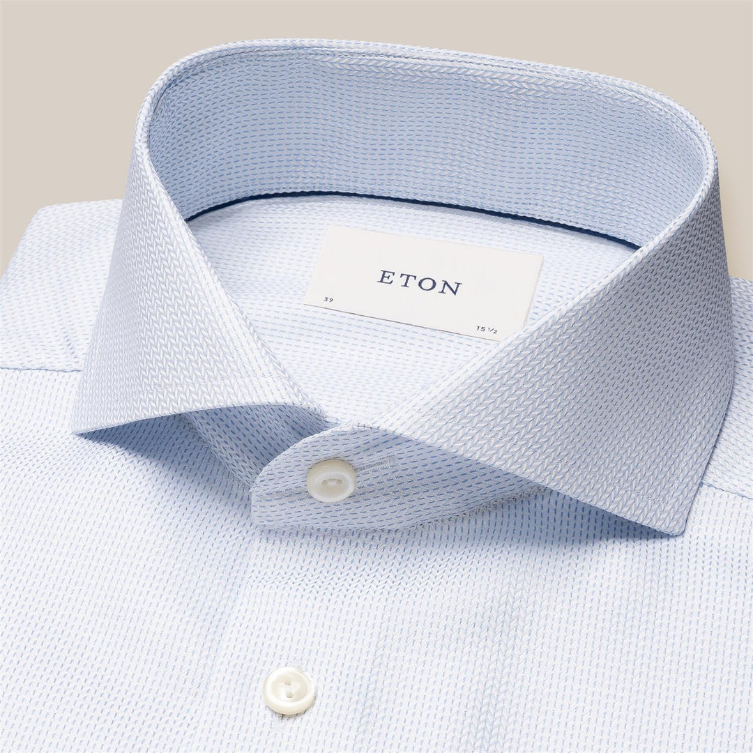 Slim - Herringbone Dobby Shirt - Light Blue