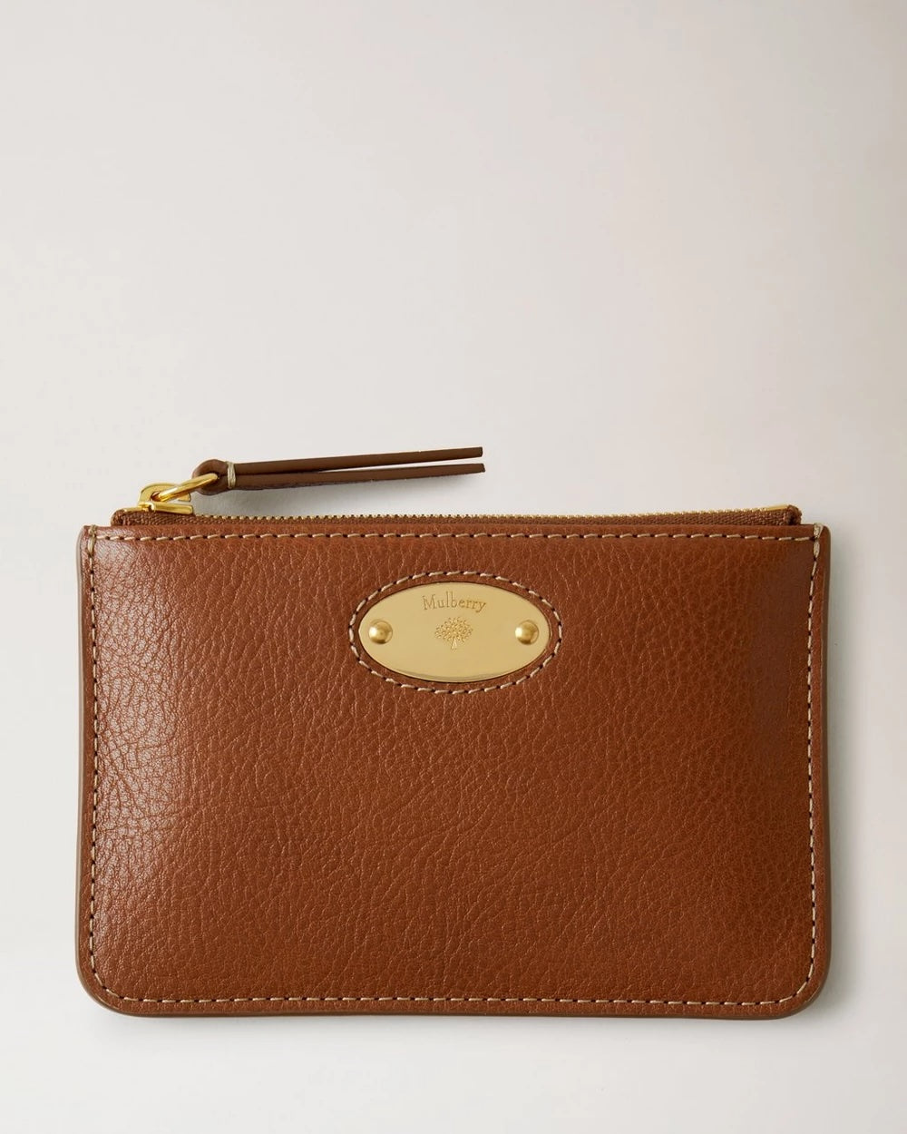 Mulberry Plaque Small Zip Coin Pouch Oak NVT