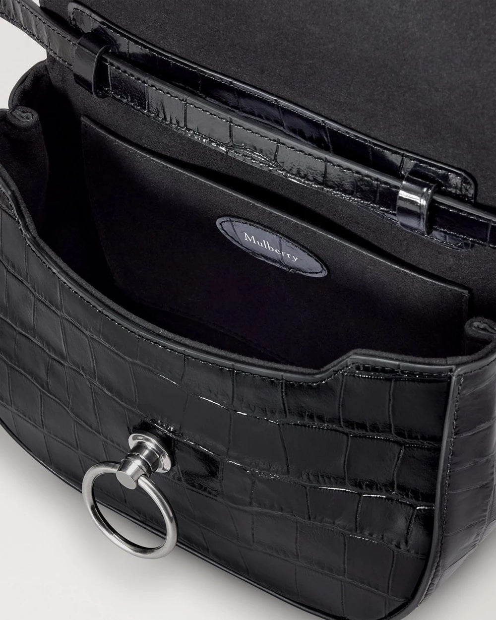 Small Amberley Top Handle Croc Black