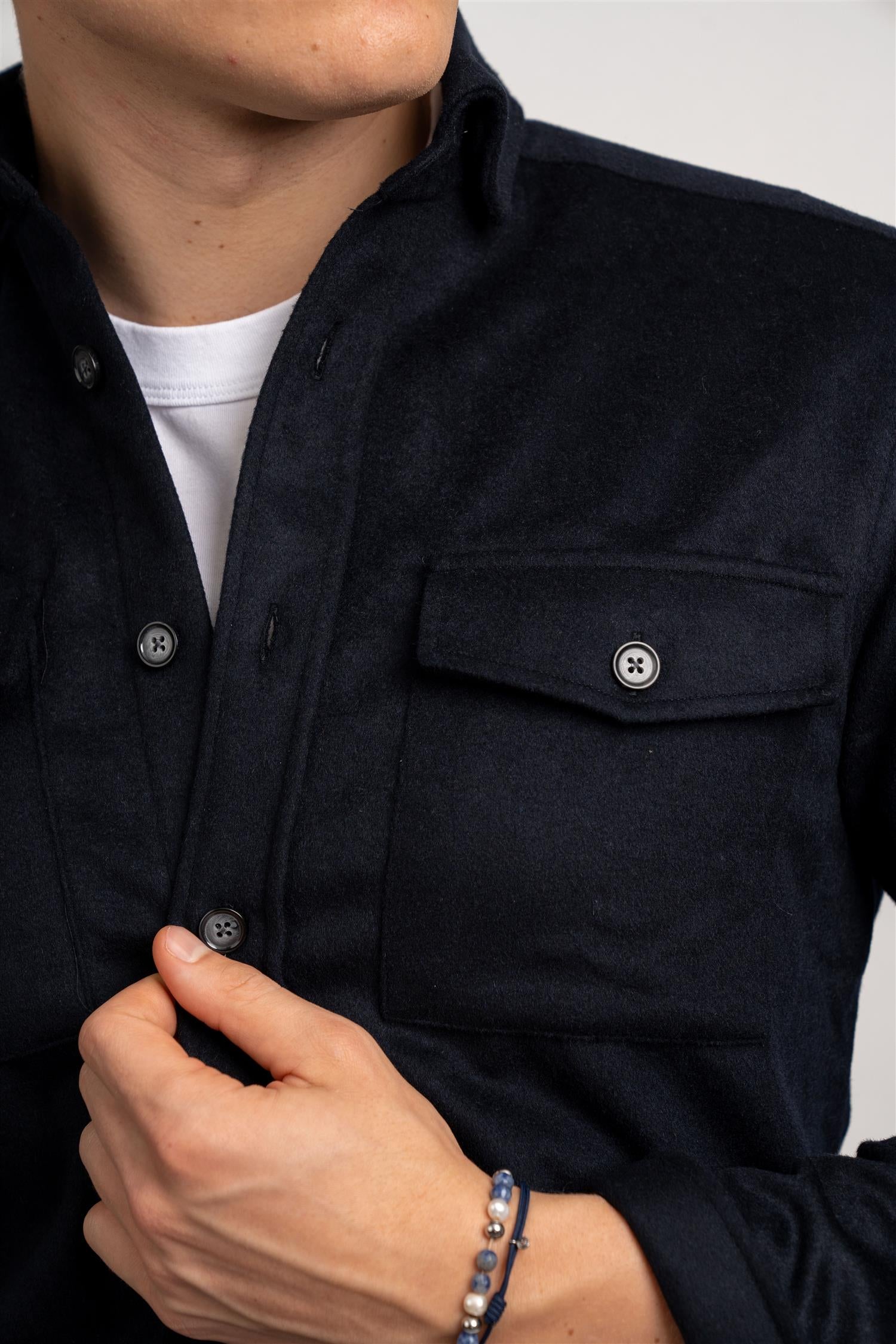 Wool Overshirt - Navy