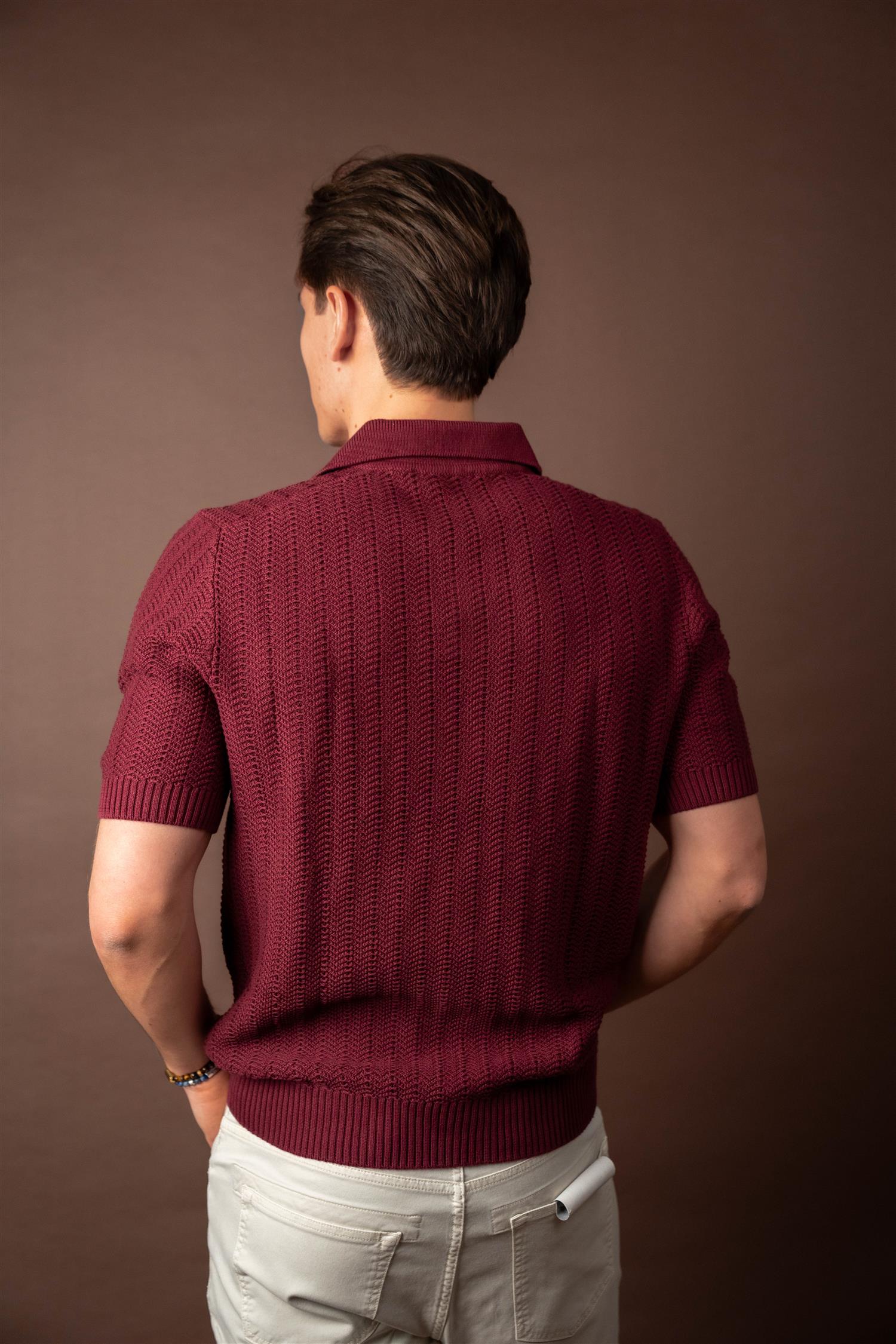 Knitted Polo - Burgunder