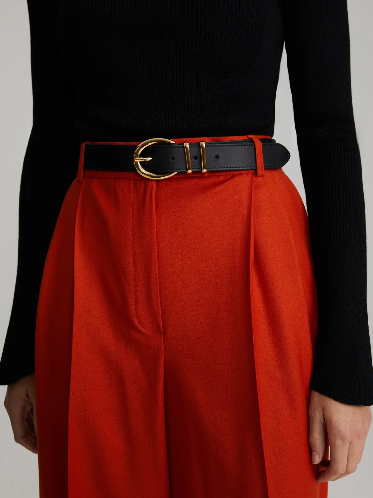 Carynia Leather Belt  - Black & Gold