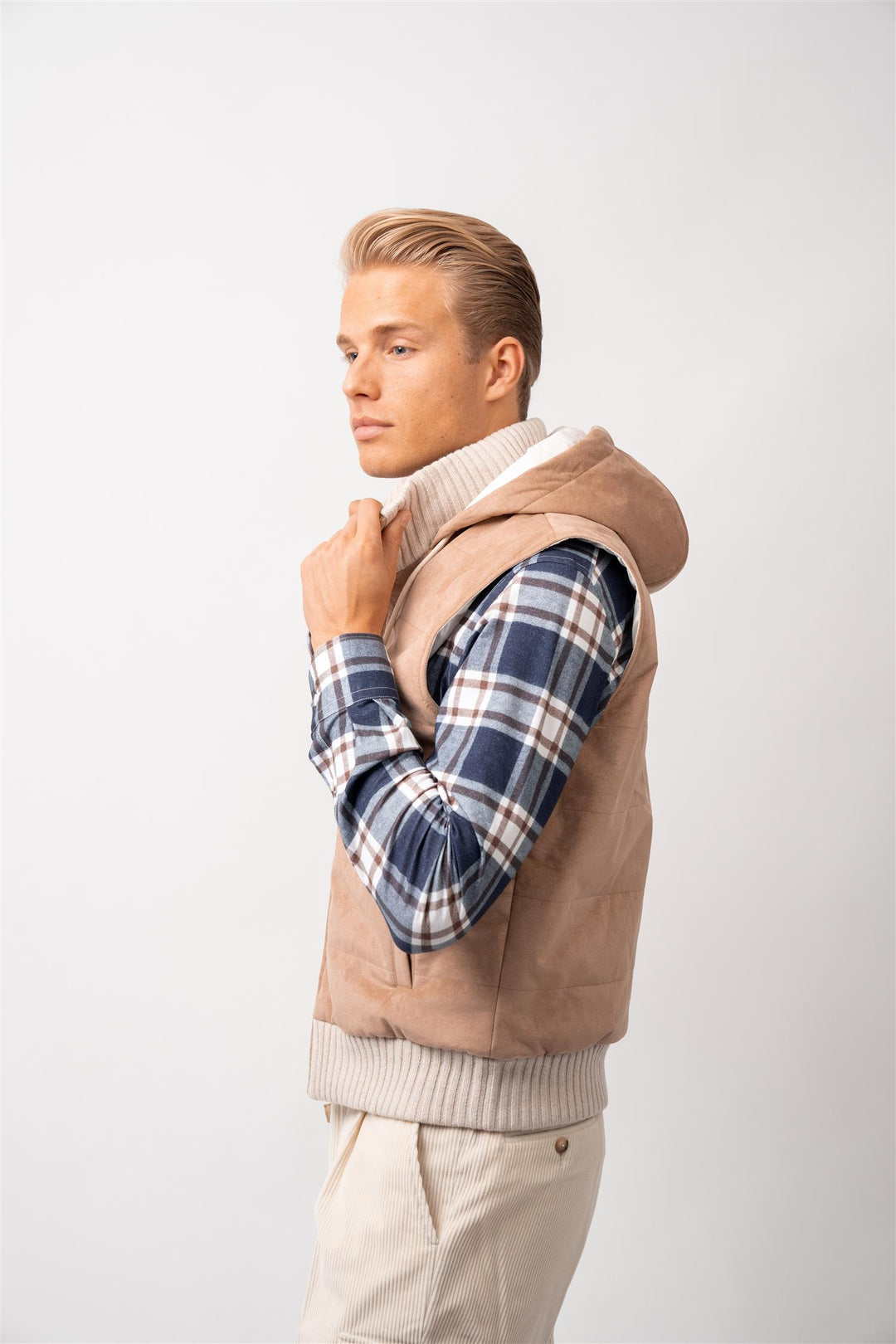 Vest Hood Suede - Brown