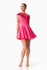 Noralyn One Shoulder Mini Dress Hot Pink