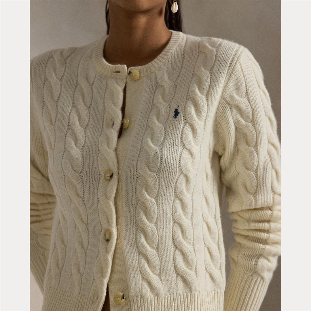 CABLE-KNIT WOOL-CASHMERE CARDIGAN