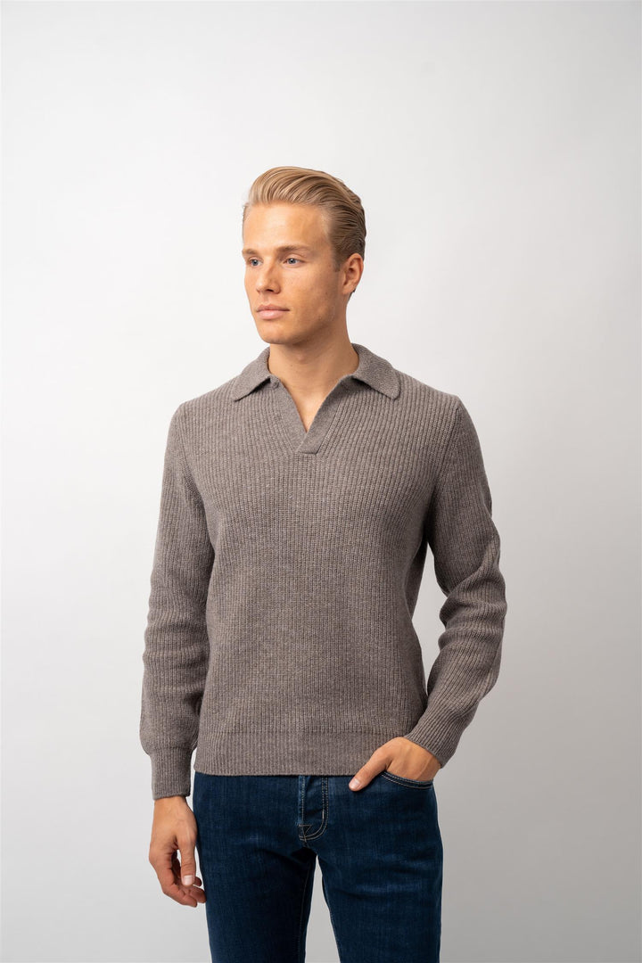 Tennis Polo Long Sleeve Wool - Brown