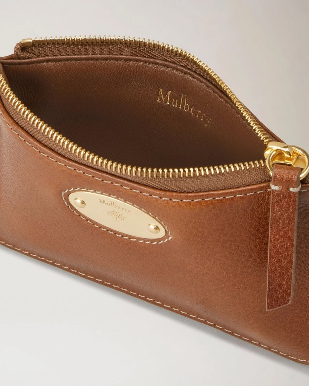 Mulberry Plaque Small Zip Coin Pouch Oak NVT