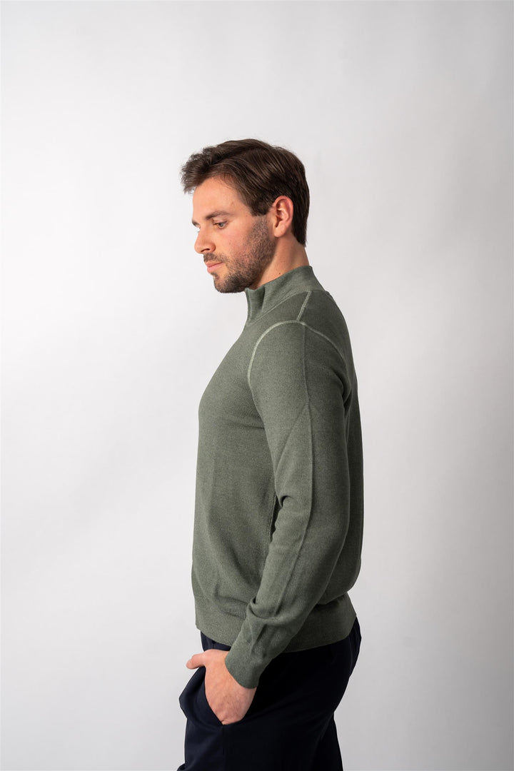 Full Zip Merino Knitted - Green