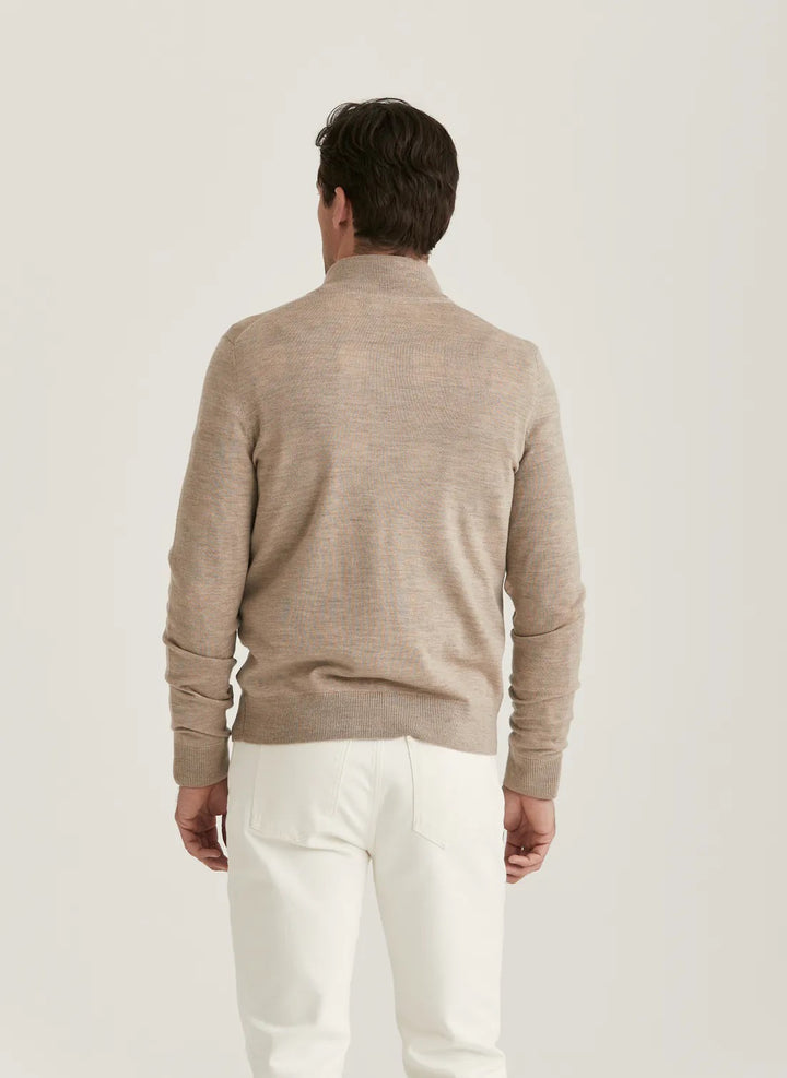 Merino Zip Cardigan - Khaki