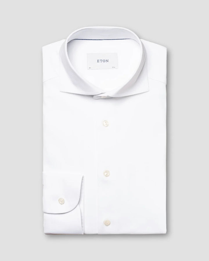 White Cotton Four-Way Stretch Shirt Slim