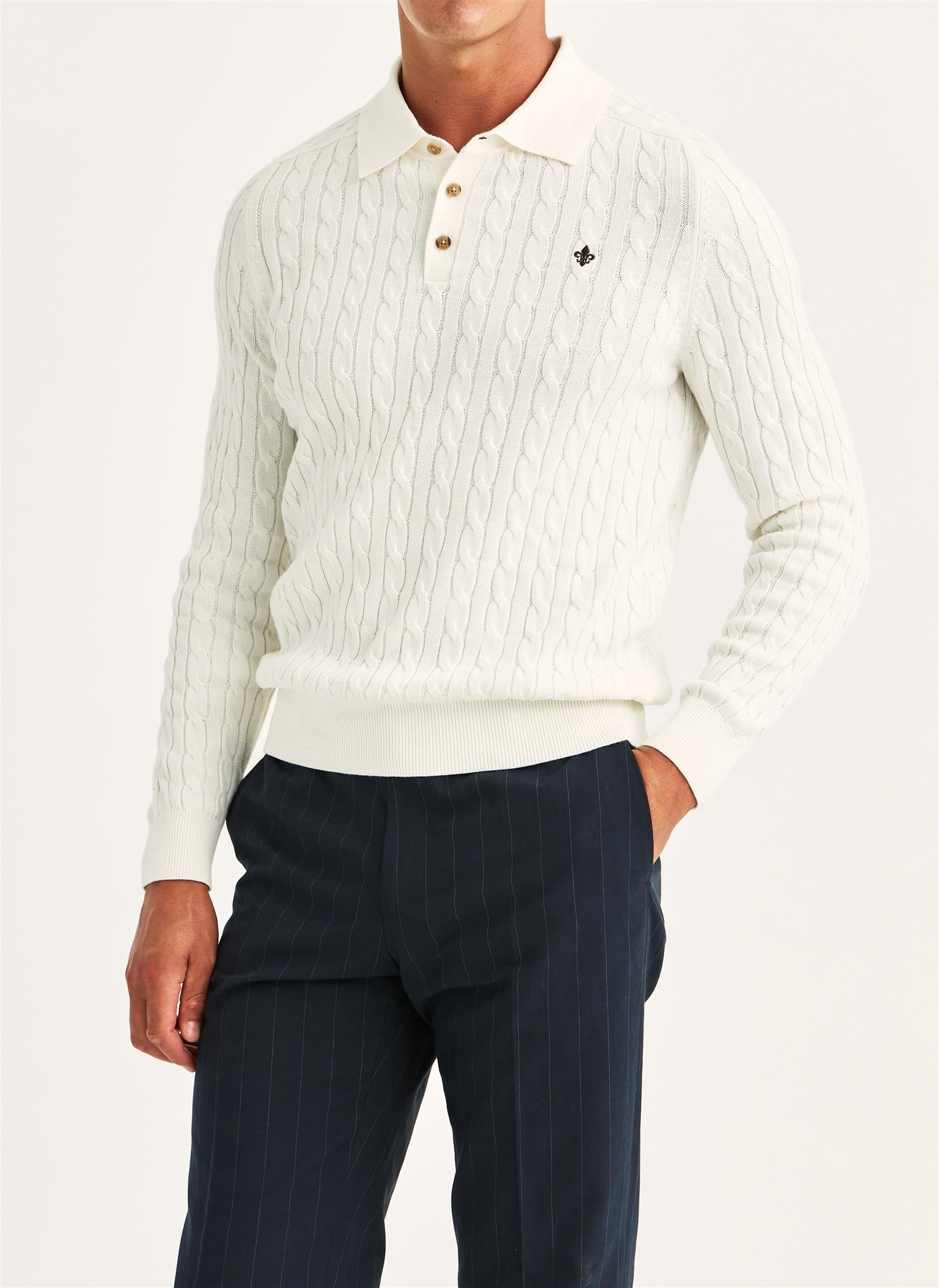 Lancaster Cable Polo - Off White