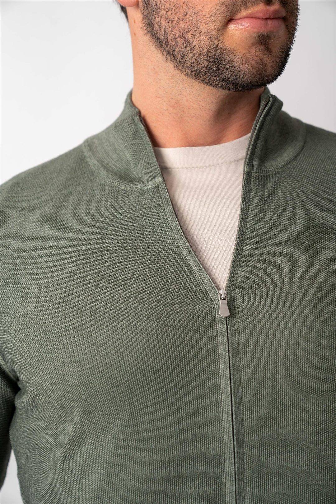 Full Zip Merino Knitted - Green