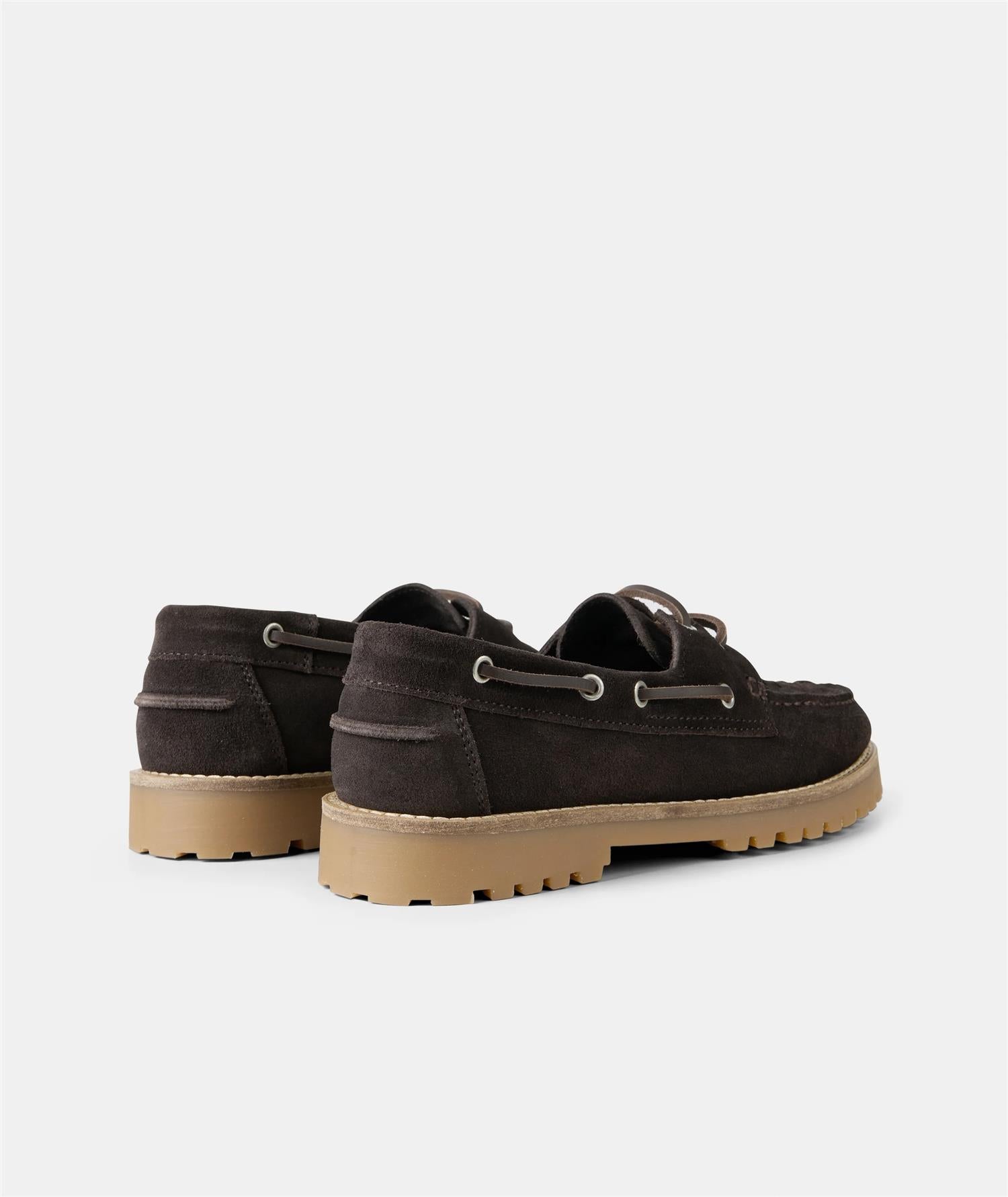Ollie Boat Shoe - Brown Suede Braided