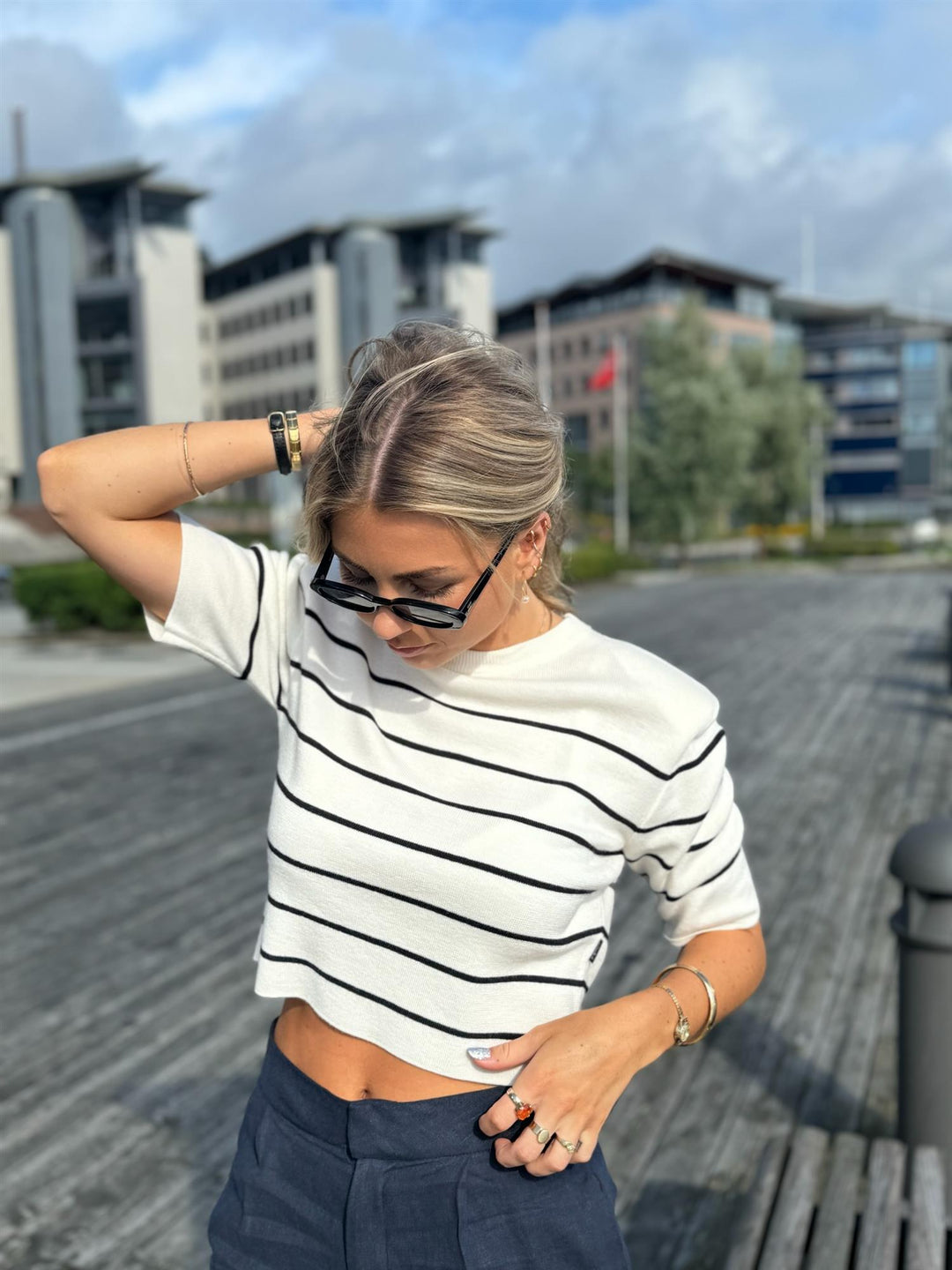 Una Stripe Merino Tee