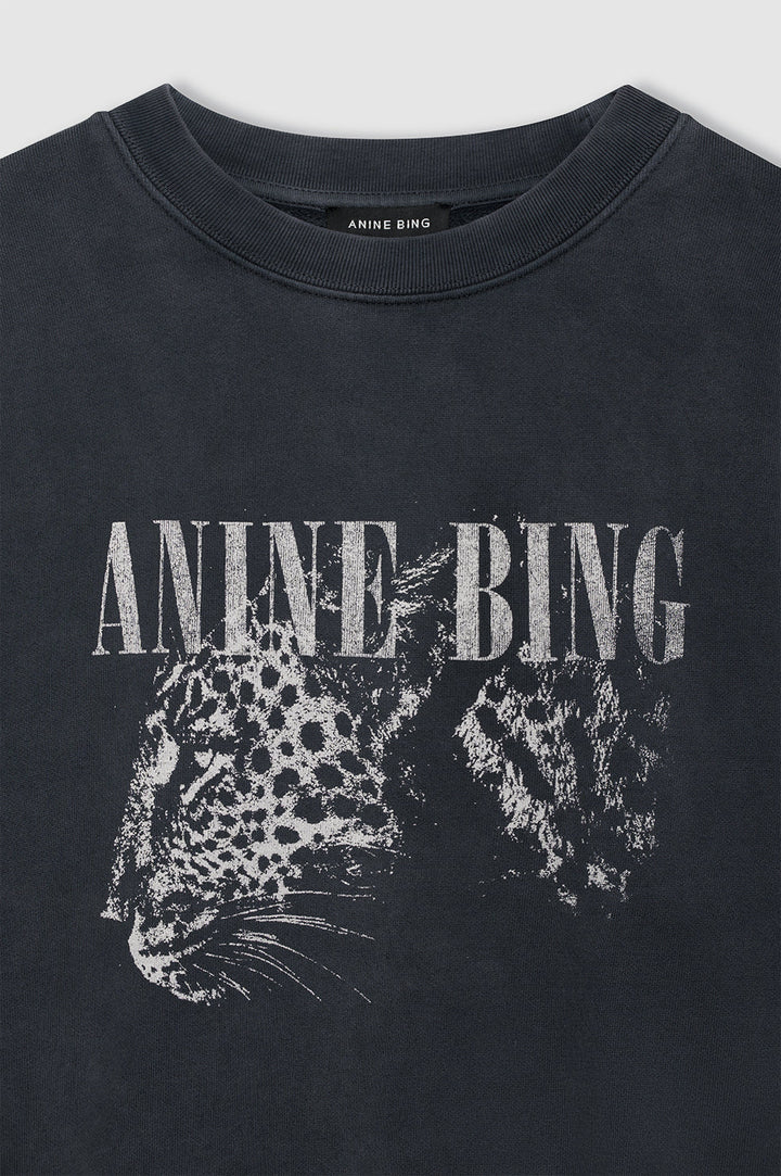 Spencer Sweatshirt Leopard - Washed Black