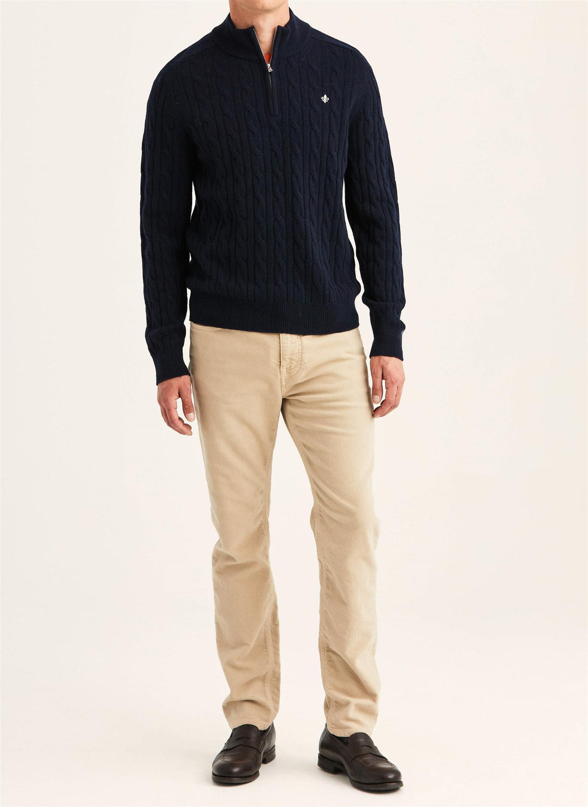 Hertford Cable Half Zip - Navy