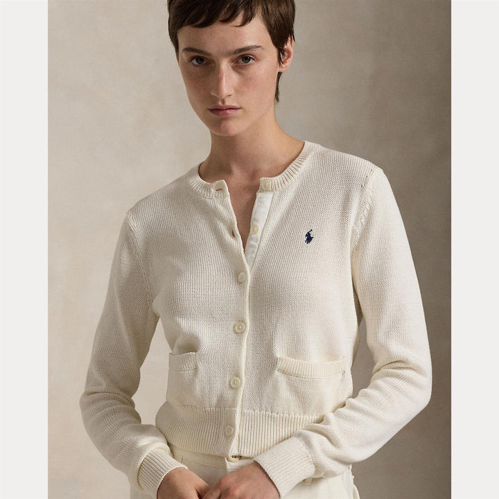 COTTON CREWNECK CARDIGAN