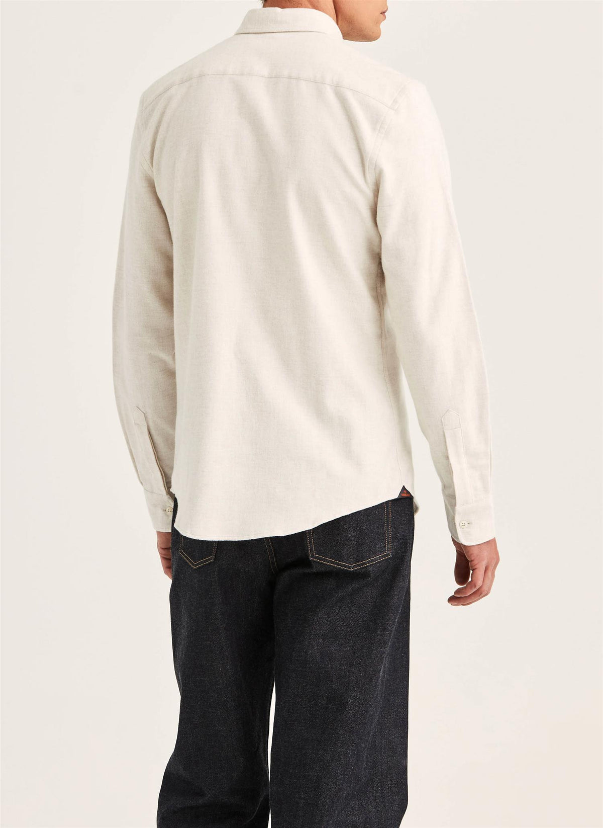 Flannel Herringbone Shirt Slim - Off white