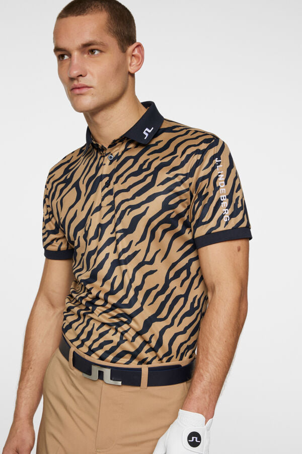 Tour Tech Print Polo - Tiger Brown