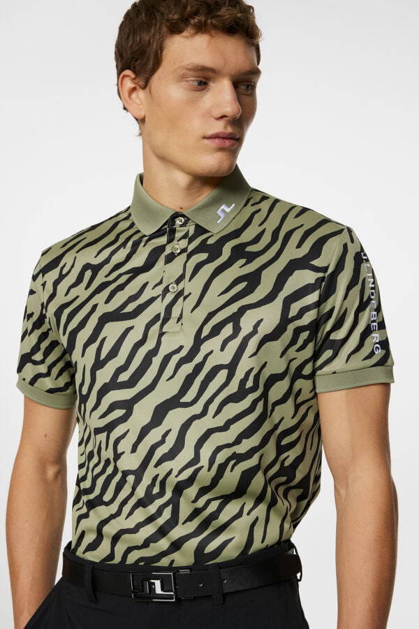 Tour Tech Print Polo - Geo Olive