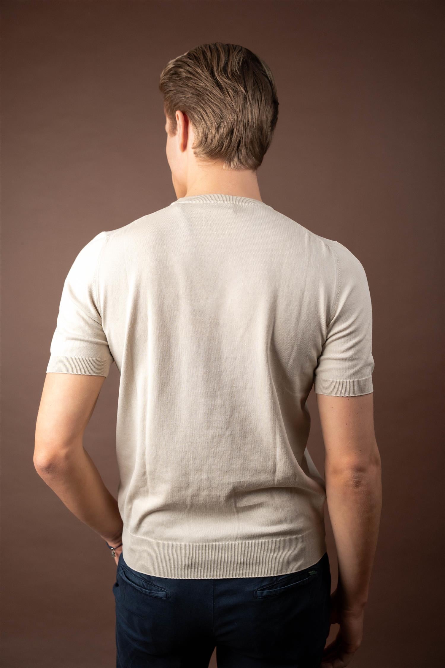 Ribbed T-shirt - Beige