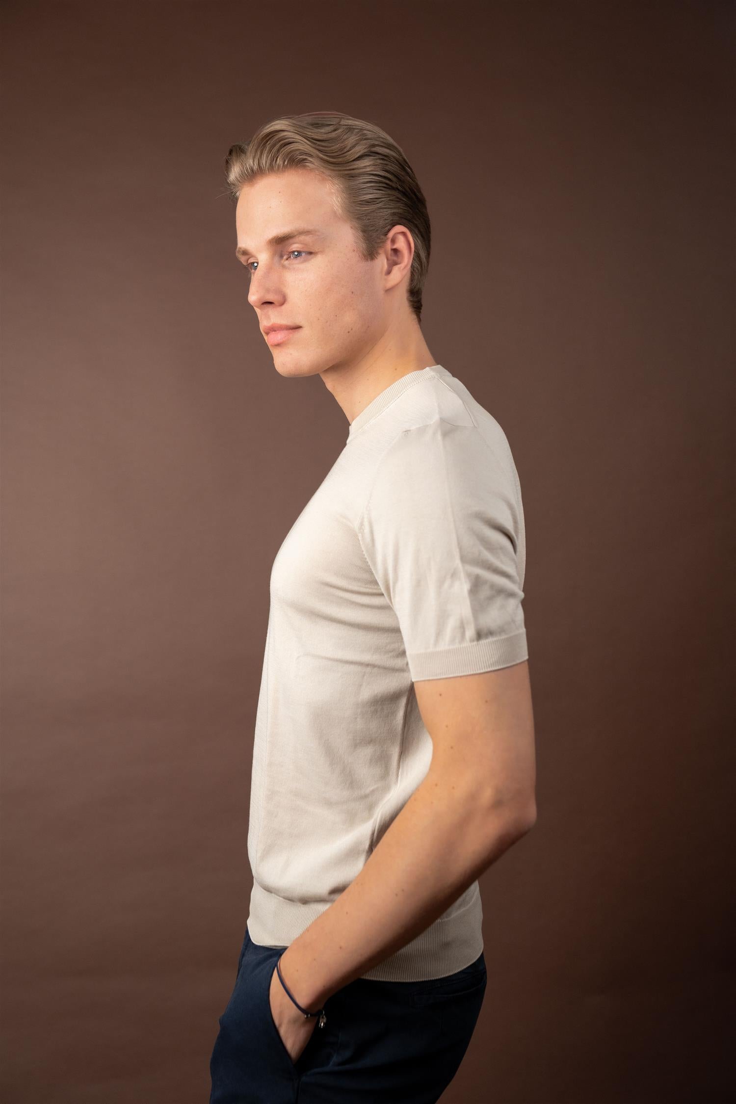 Ribbed T-shirt - Beige