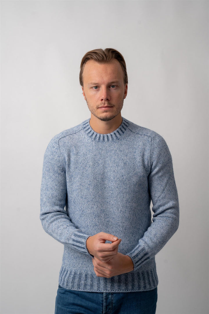 Crew Neck Cashmere Mix - Blue