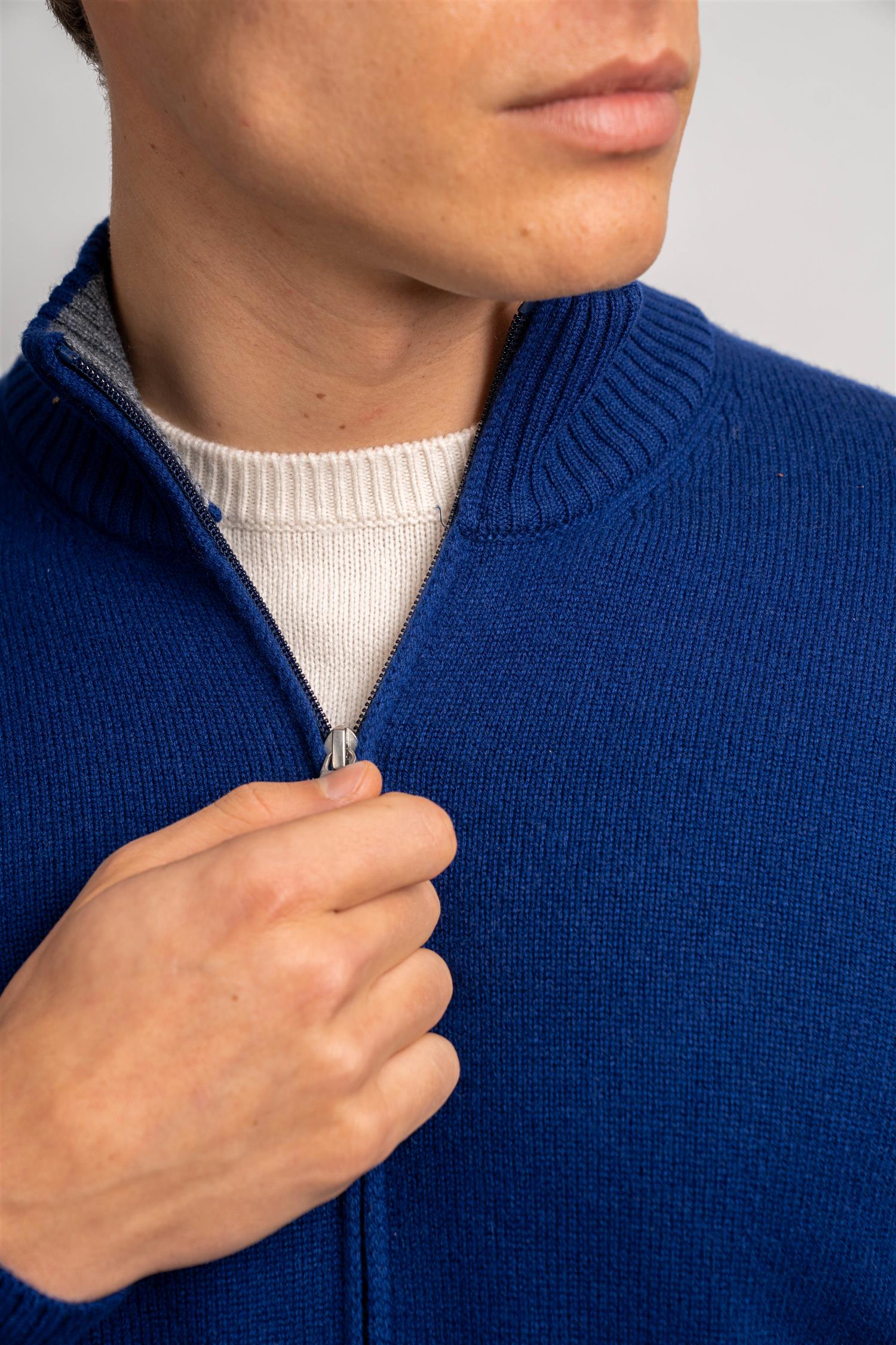 Full Zip Cashmere - Navy