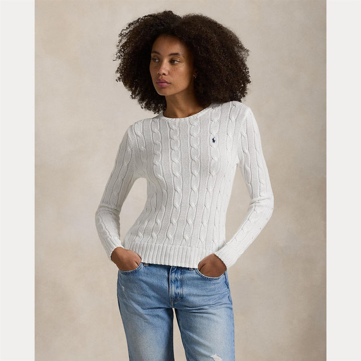 Cable-knit cotton crewneck sweater