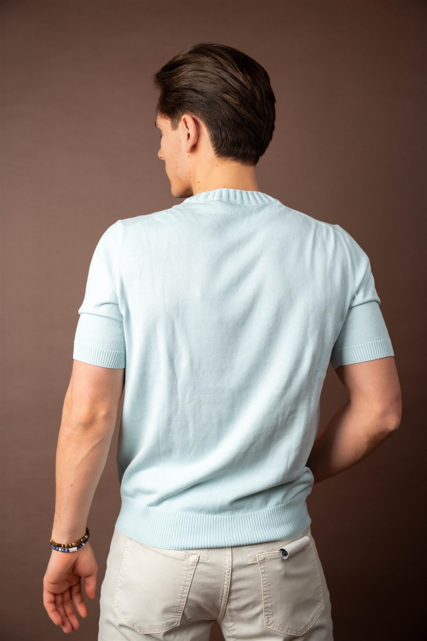 Knitted Cotton T-shirt - Mint