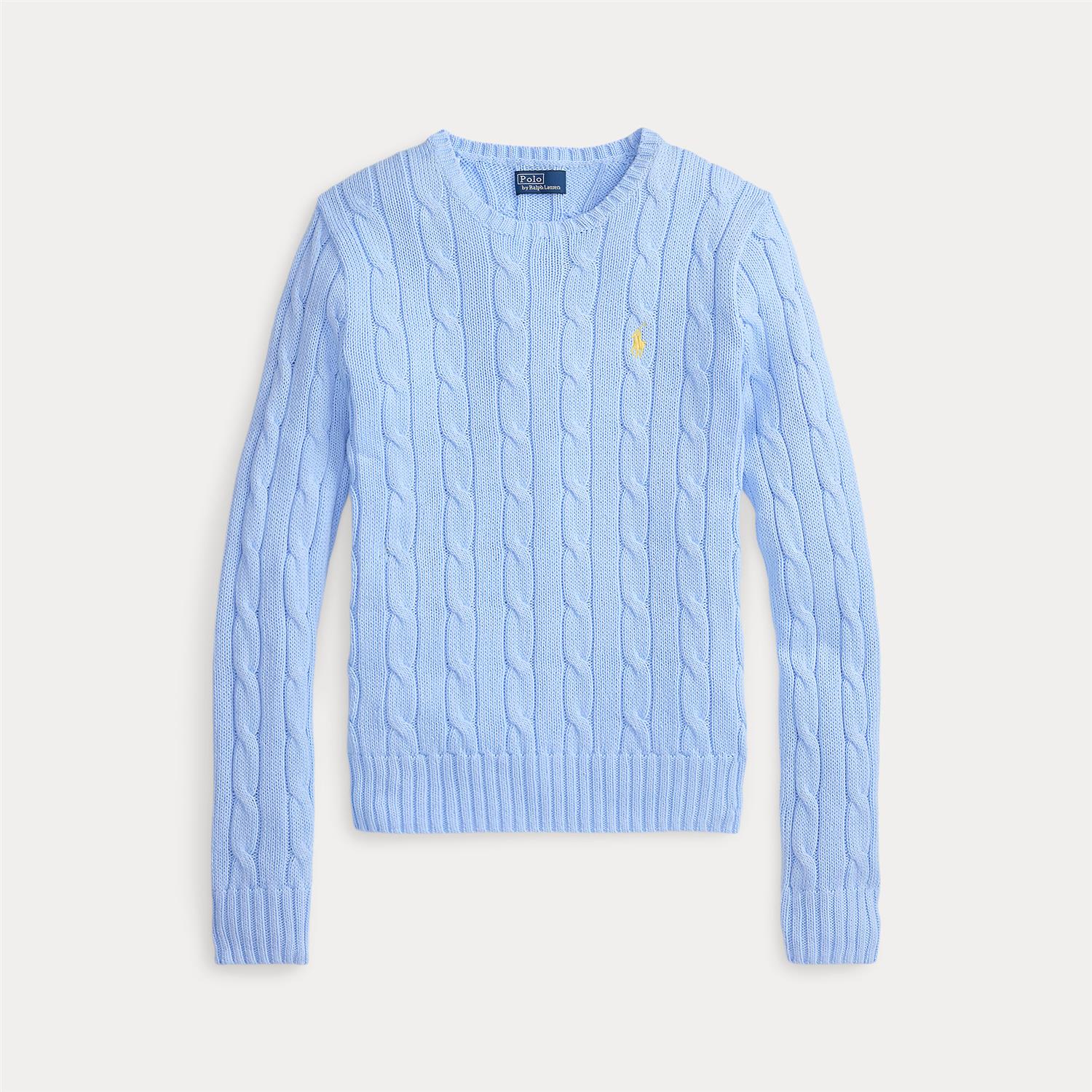 Cable-Knit Cotton Crewneck Sweater Baby Blue