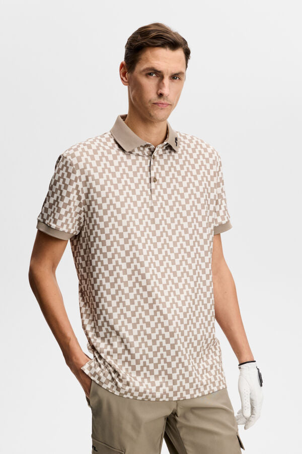 Tour Tech Print Polo- Bridge Stack Brindle