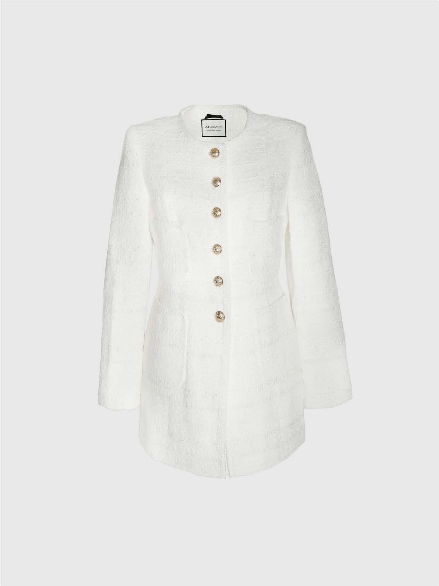 Ameline Bouclé Blazer Chalk White