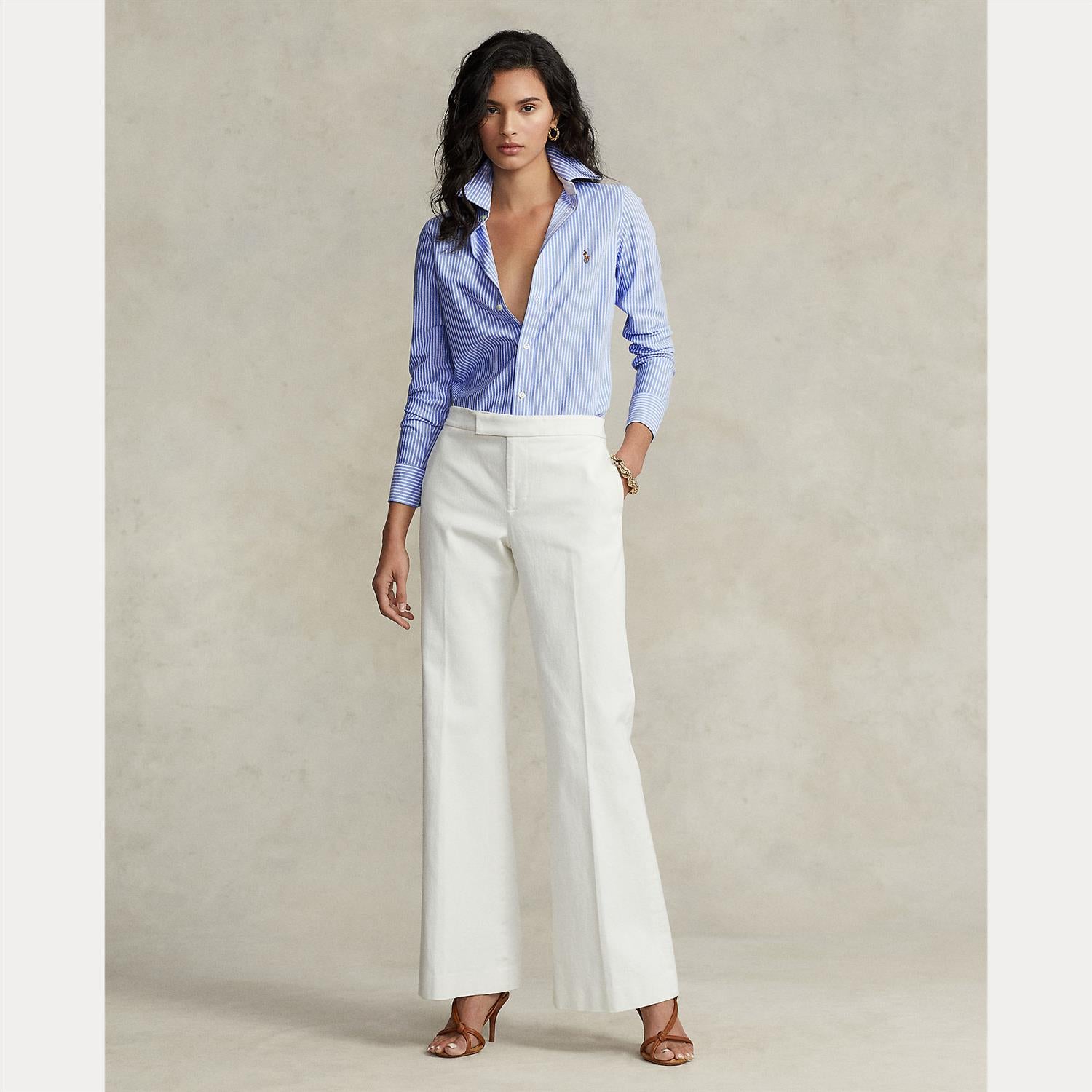 Striped Knit Oxford Shirt Blue/White