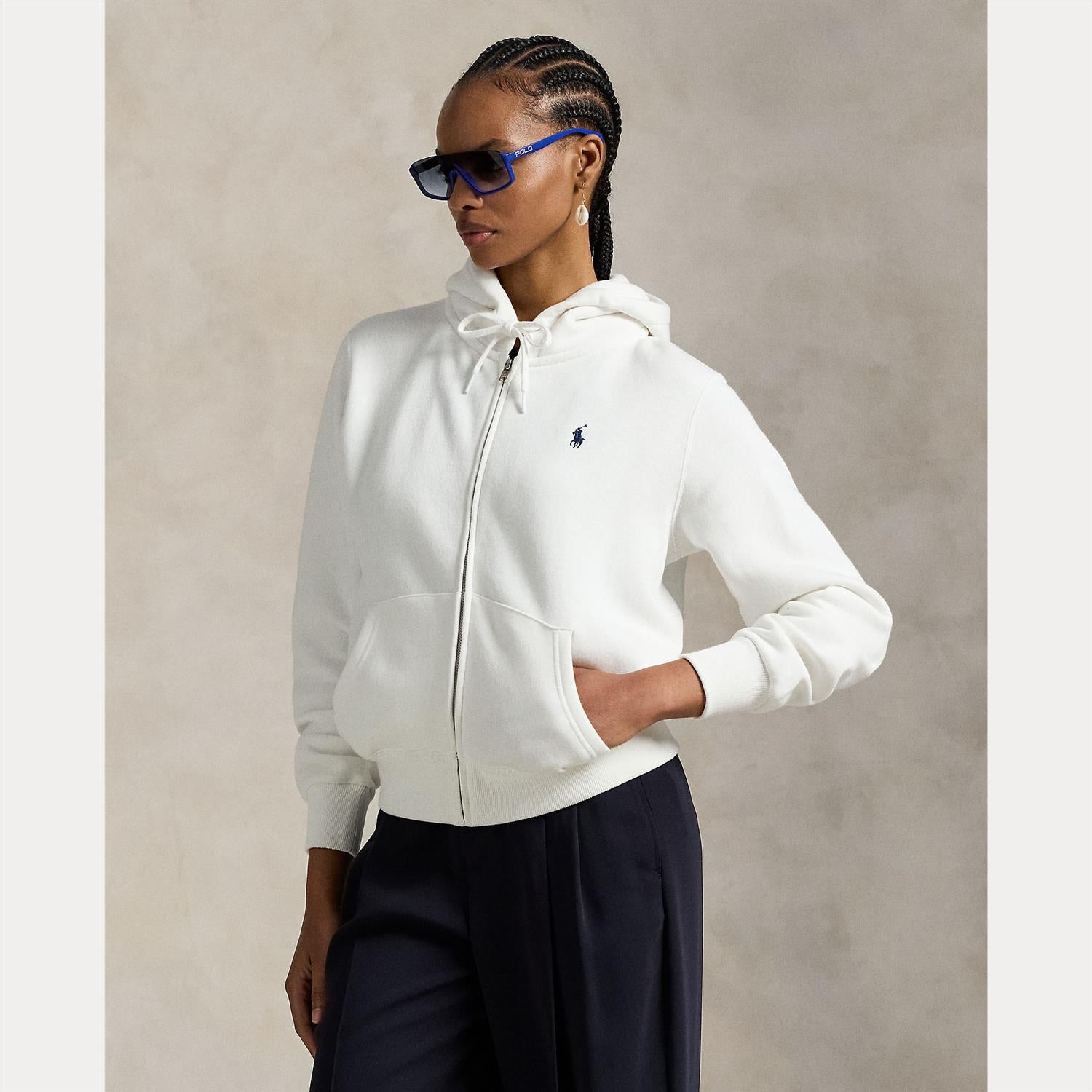 Fleece Full-Zip Hoodie White